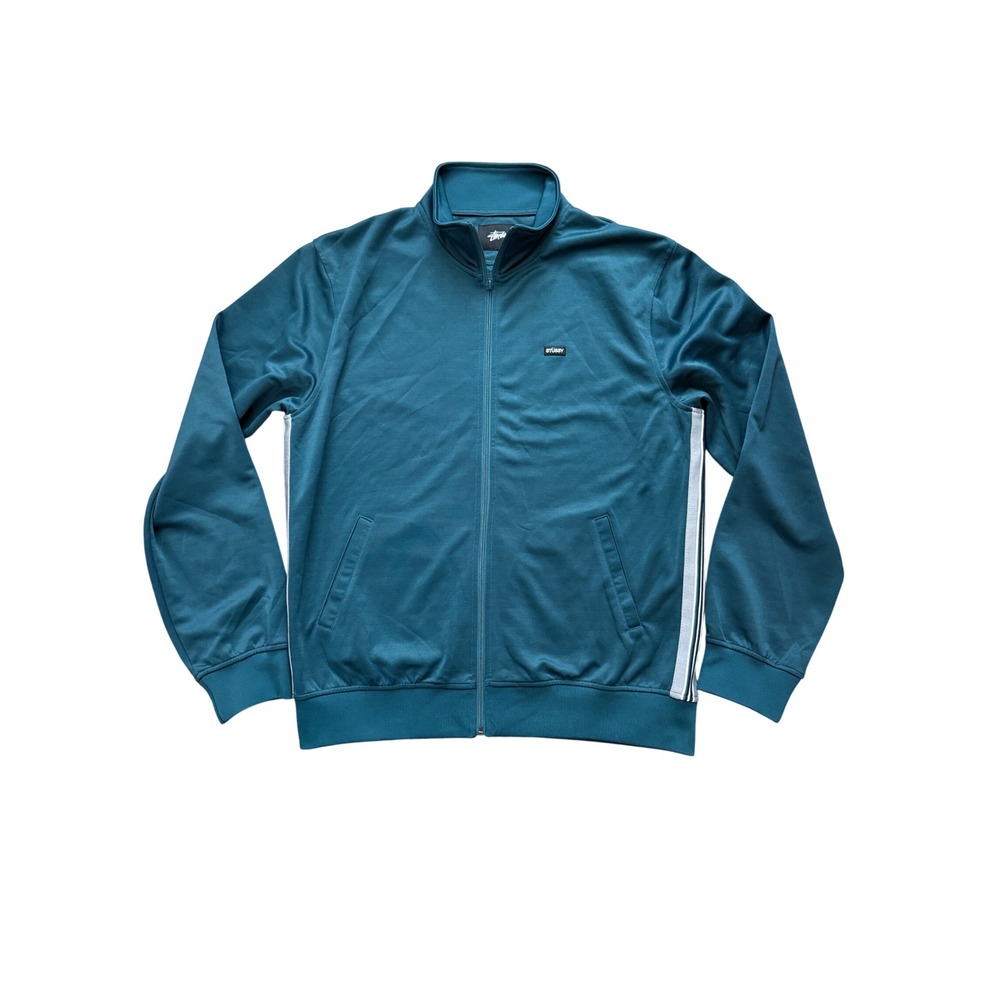 Stussy Mens Track Jacket Teal Blue Green Full Zip Side Stripe XXL 115414